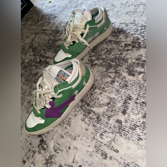 Off White Shoe Size 42 AS IS Green & White Suede Two Tone Sneaker Men's Shoes - Picture 4 of 6